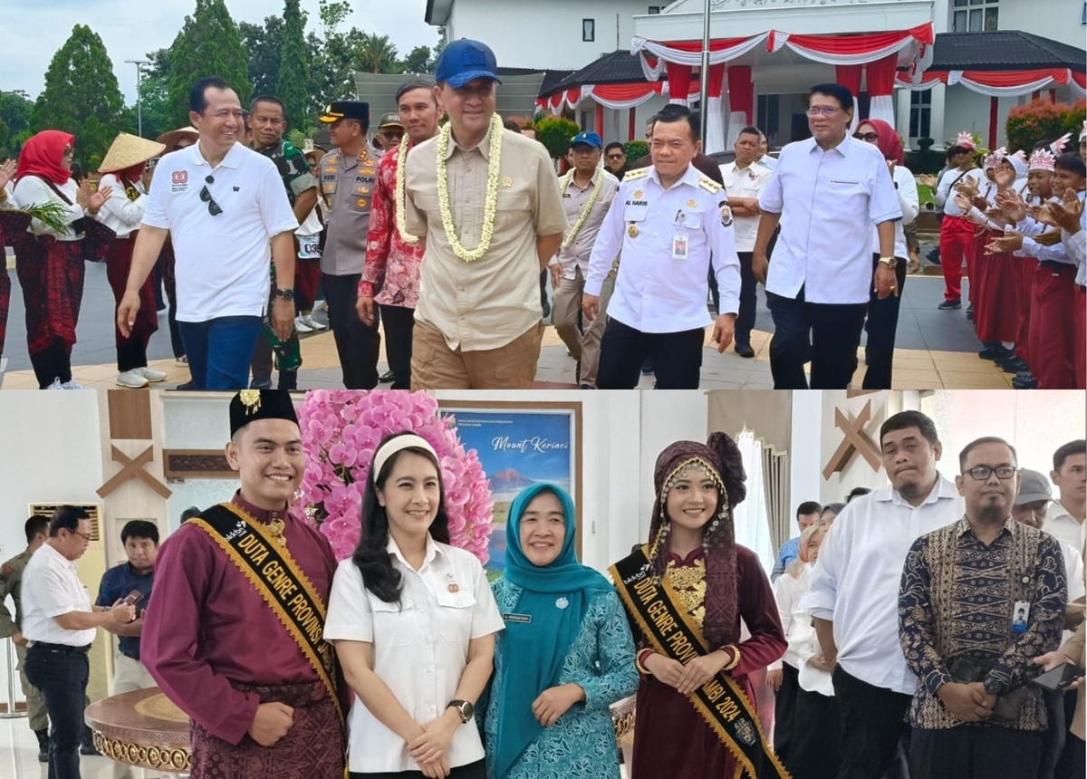 Gubernur Al Haris dan Ketua TP PKK Sambut Menteri Transmigrasi Iftitah dan Wamen Kependudukan Pembangunan Keluarga Isyana Kunker ke Jambi